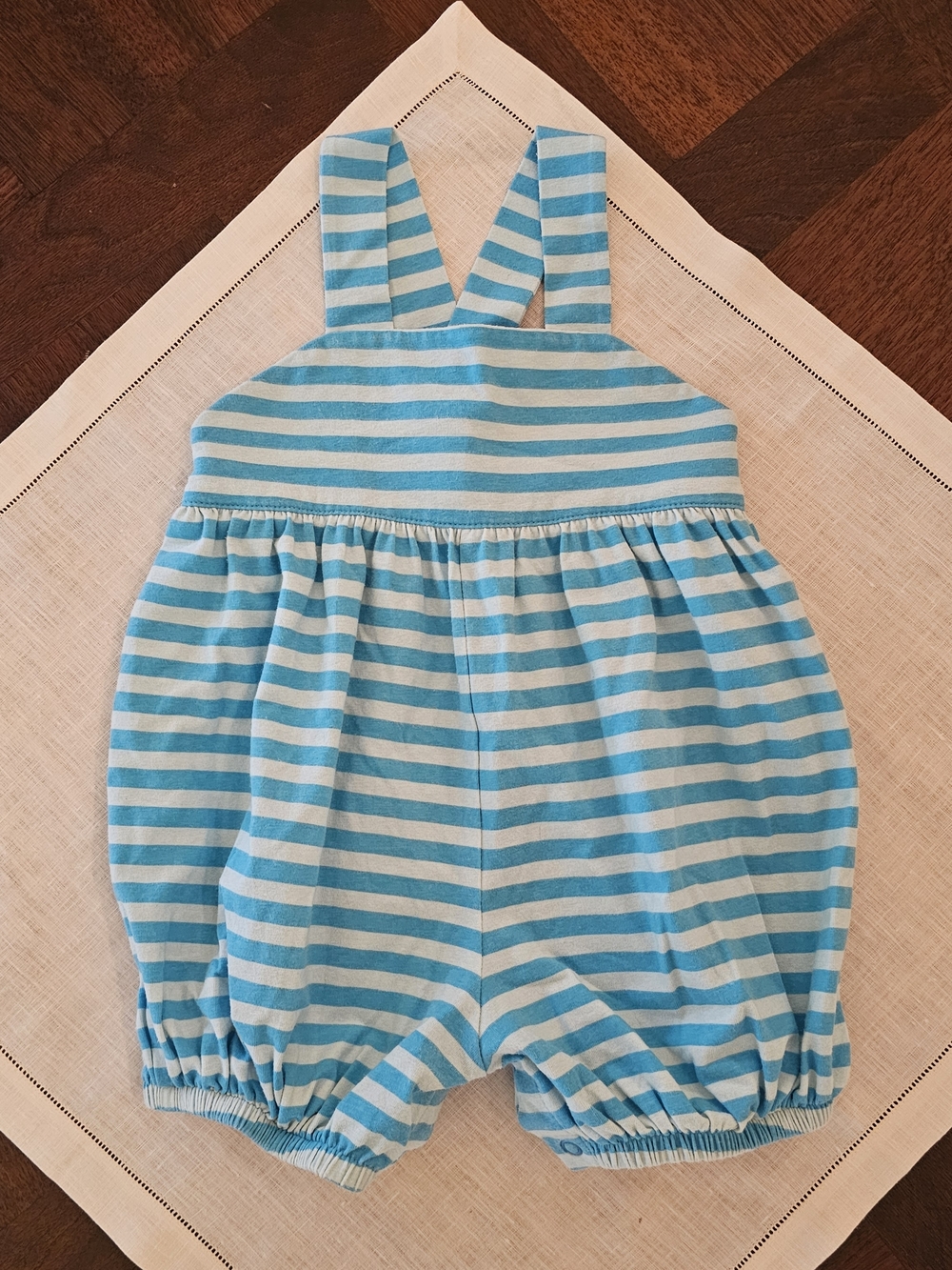 Boutique Kelly's Kids Aqua Blue Striped Sun Bubble Romper Size 2T